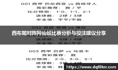 西布朗对阵阿仙奴比赛分析与投注建议分享
